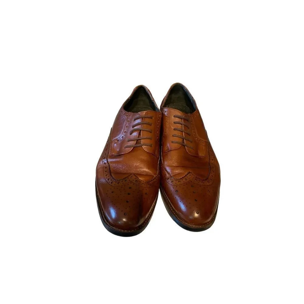 Stacy Adams Men 24916-221 Garrison Wingtip‎ Oxfords Leather Dress Shoe Cognac 9M